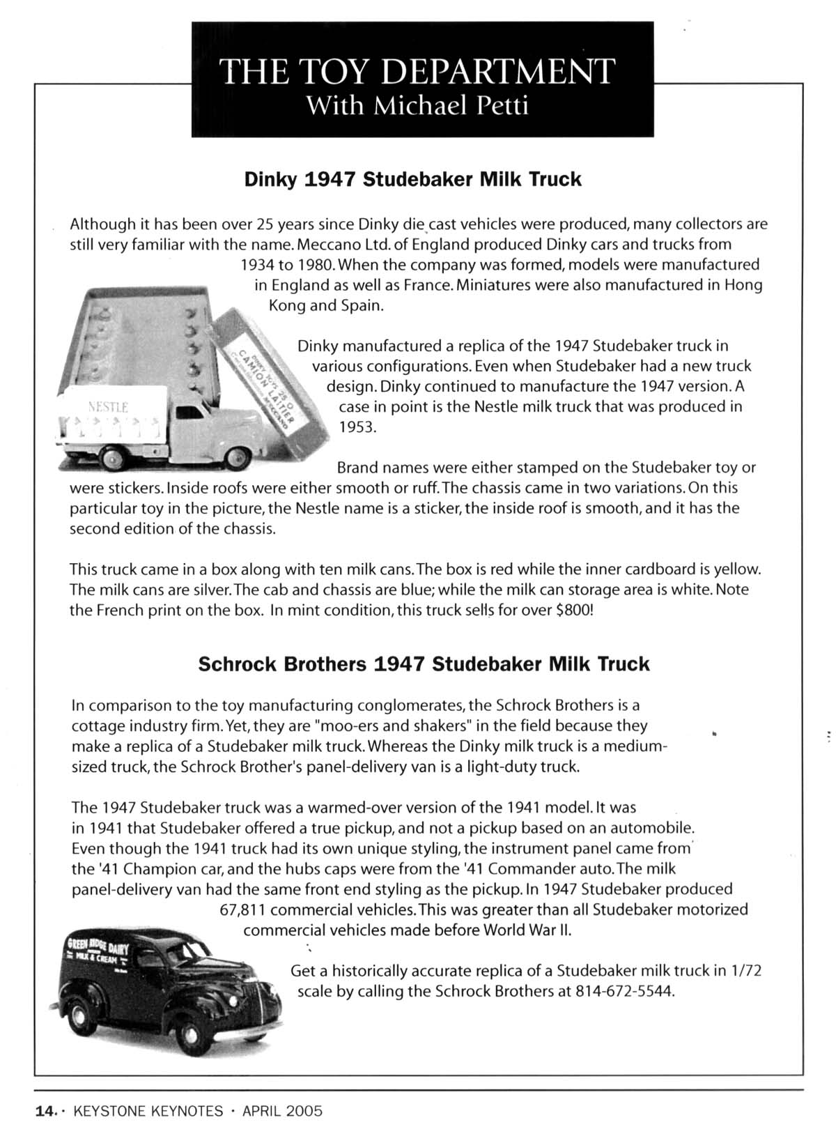 April Keystone keynotes The toy department